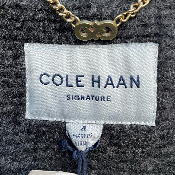 Cole Haan Signature Jacket Wool Blend Walker Peacoat Snap Collar Gray Size 4 - Picture 9 of 9
